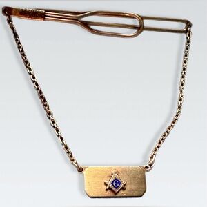 Mason Swank 12k yellow Gold filled Tie Clip with chain